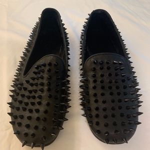 Unif Hellraiser Women' Leather Black Spiked Flats
